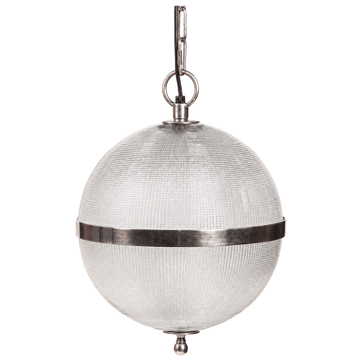 Geneva Antique Silver Ribbed-Glass Pendant Light on a transparent background