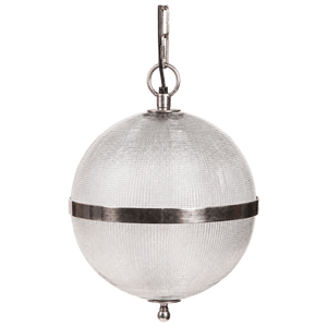 Geneva Antique Silver Ribbed-Glass Pendant Light on a transparent background