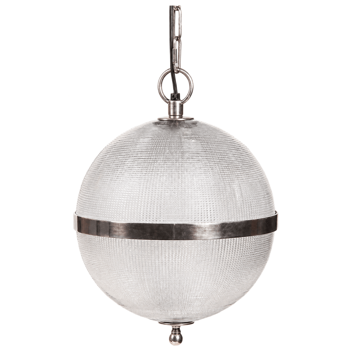 Geneva Antique Silver Ribbed-Glass Pendant Light on a white background