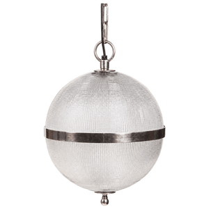 Geneva Antique Silver Ribbed-Glass Pendant Light on a white background