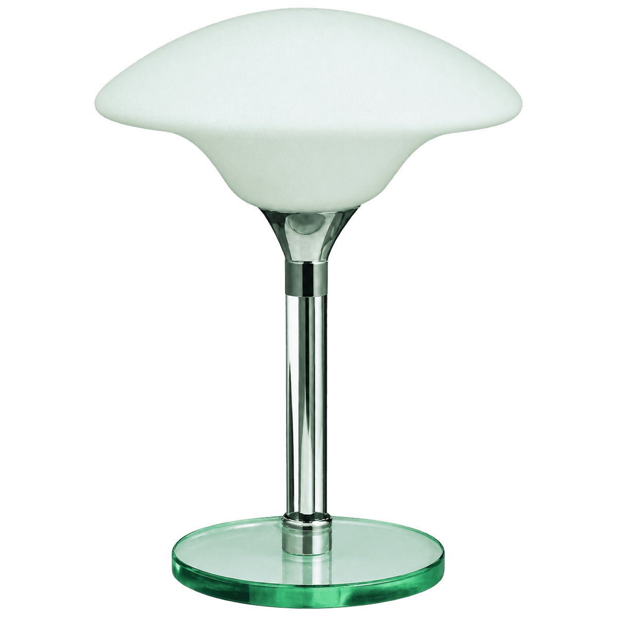 Chrome Base White Shade E14 Table Lamp on a transparent background