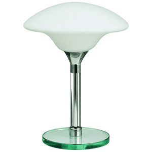Chrome Base White Shade E14 Table Lamp on a transparent background