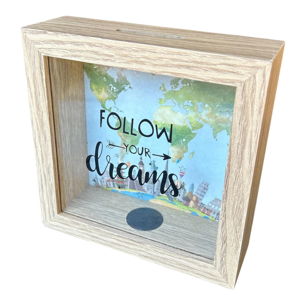 Wooden Money Box Small - Follow Your Dreams product image