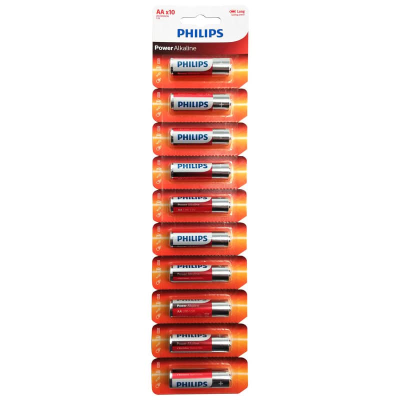 Philips Power Alkaline AA Batteries - 10 Pack