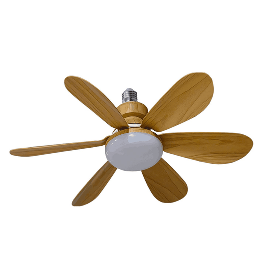 20" Mini E27 Ceiling Fan/Lamp - Wood Grain
