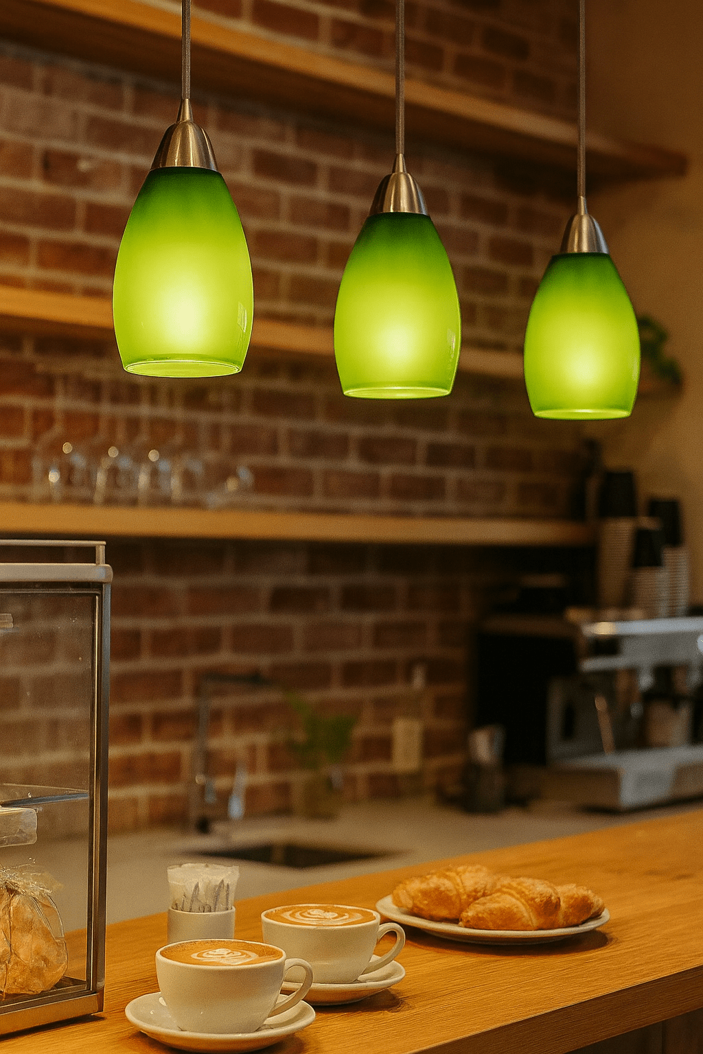 Green Satin Chrome Pendant Light