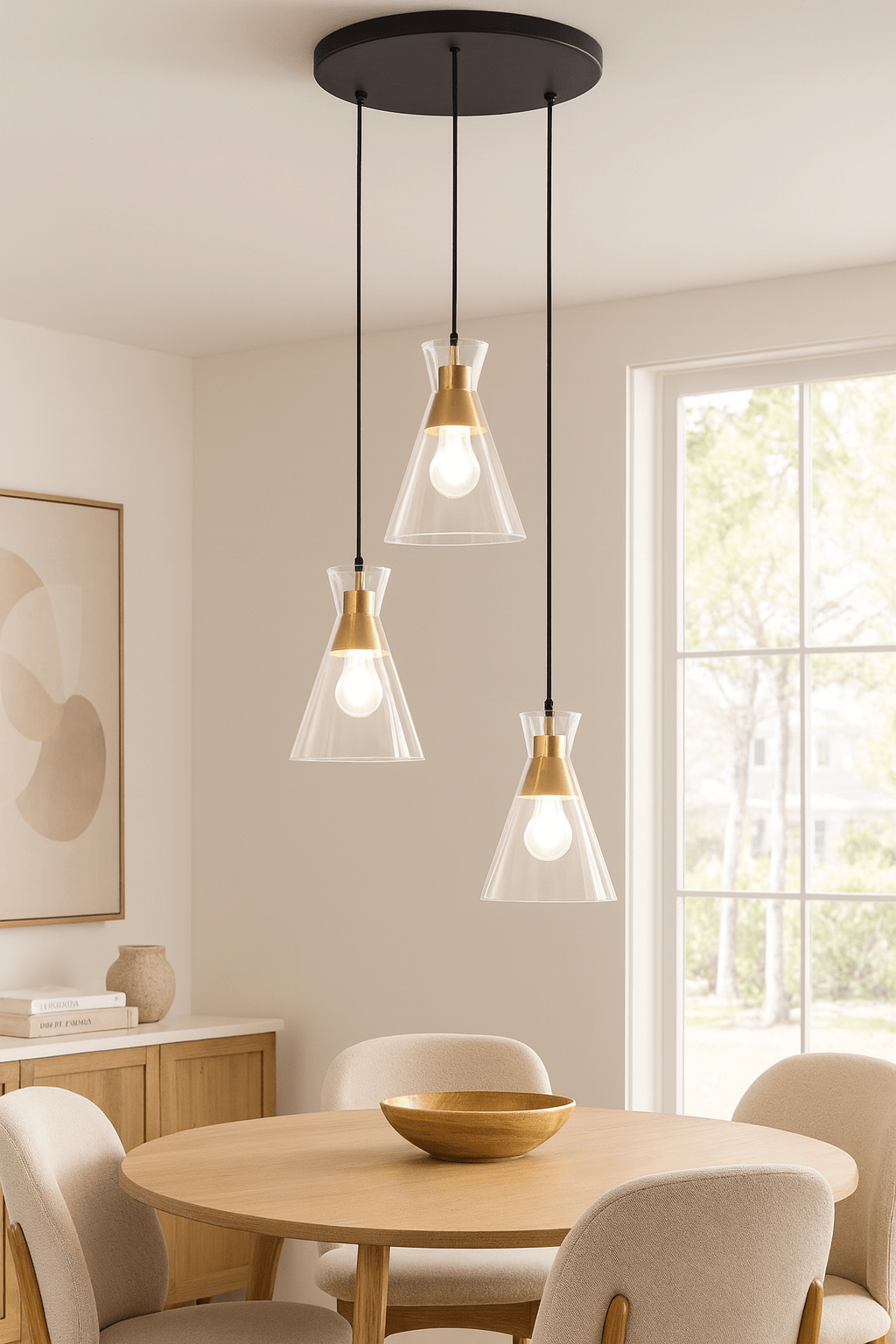 Black & Gold Cleopatra 3 Light Pendant Light