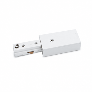 White 35W Bazuka 3-wire track connector for indoor lighting setups, featuring durable metal construction.
