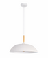 White pendant lamp with wooden accent on a white background