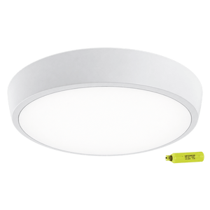 18W emergency LED ceiling fitting and emergency module on a transparent background