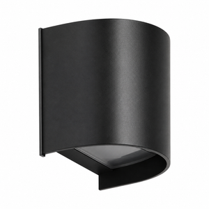 Black wall-mounted outdoor light fixture on a white background