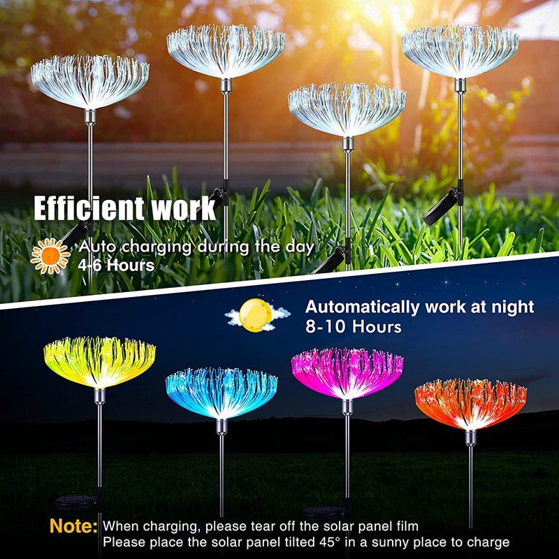 Solar dandelion garden light runtime and automatic night operation graphic