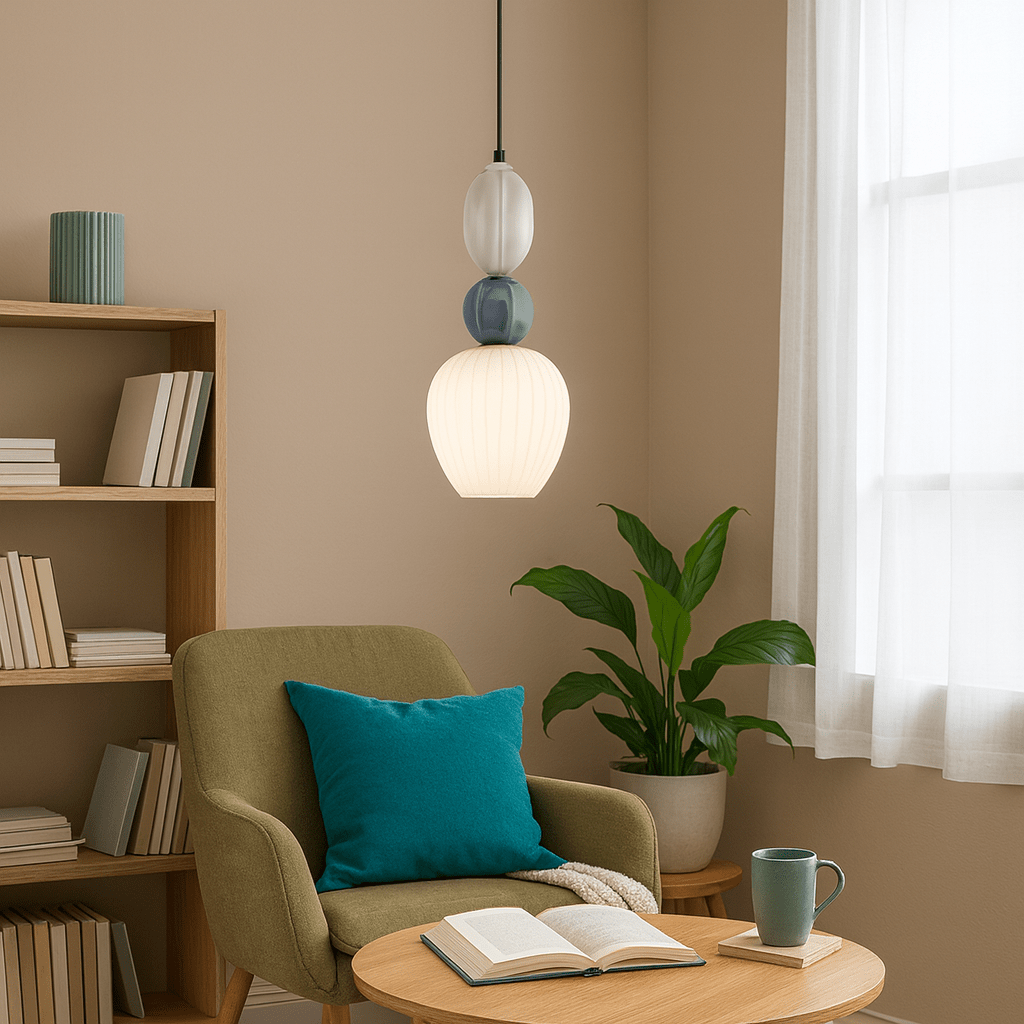 Ceramic Opal Grey Pendant Light