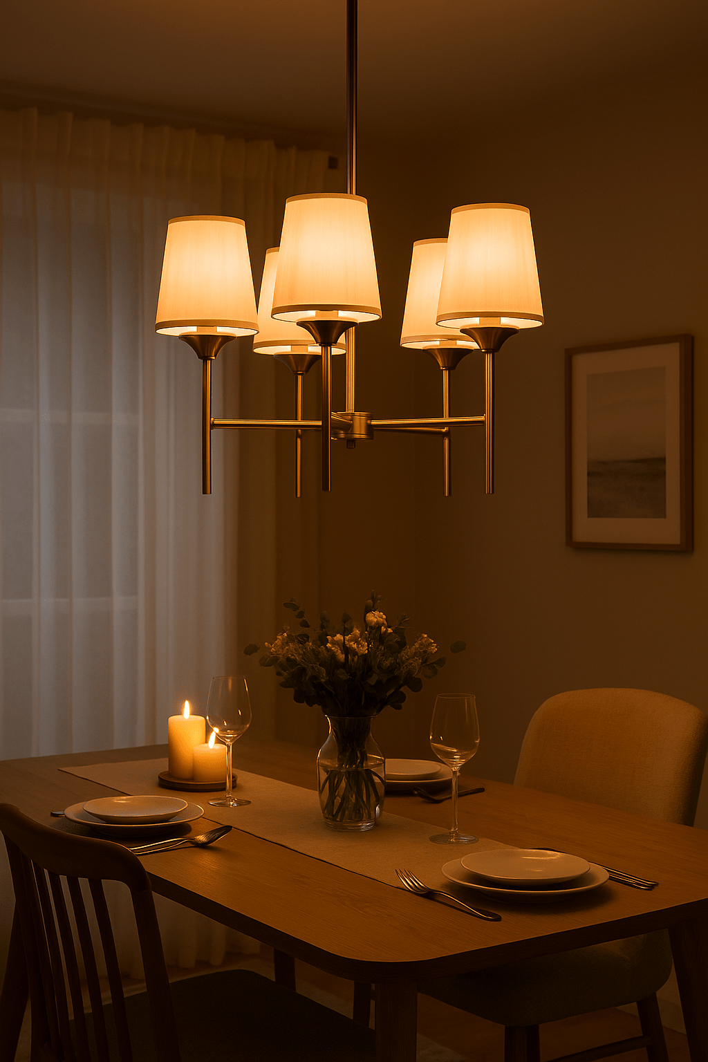 Savoy Brass & Fluted Glass Chandelier