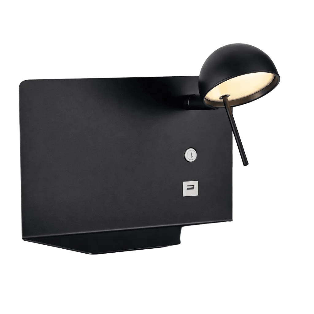 USB Wall Light 180mm Black