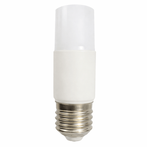 LED bulb with a slim design, featuring a white base and clear top for indoor lighting.