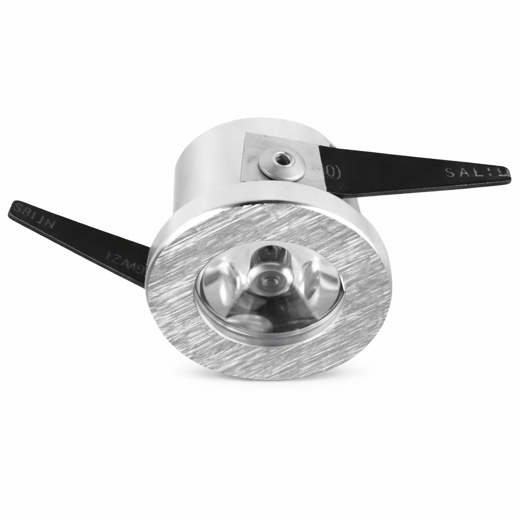 LED Cabinet Light - 230V 1 Watt Brushed Aluminium - Round / Cool White (4200K)