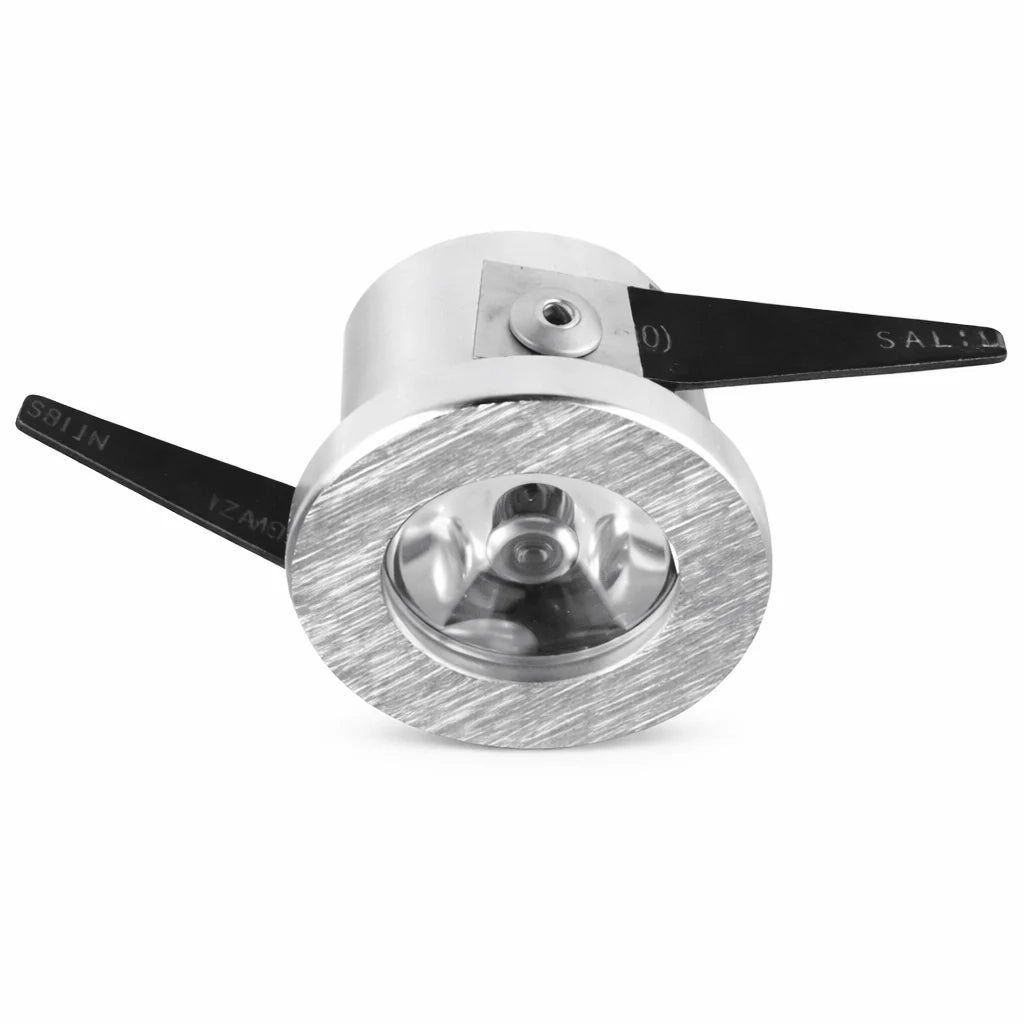 1W LED Cabinet Light, Brushed Aluminium, Round, 230V, 2700K Warm White