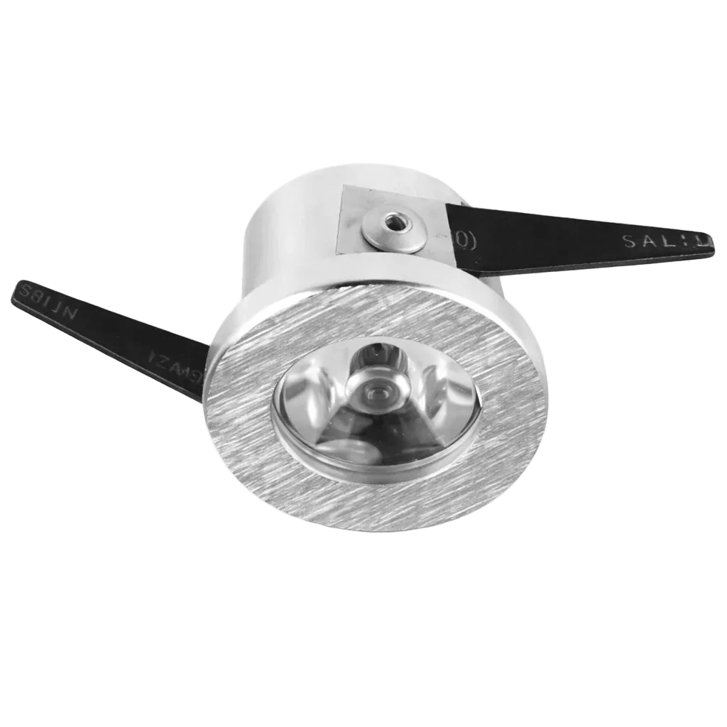 1W LED Cabinet Light, Brushed Aluminium, Round, 230V, 2700K Warm White