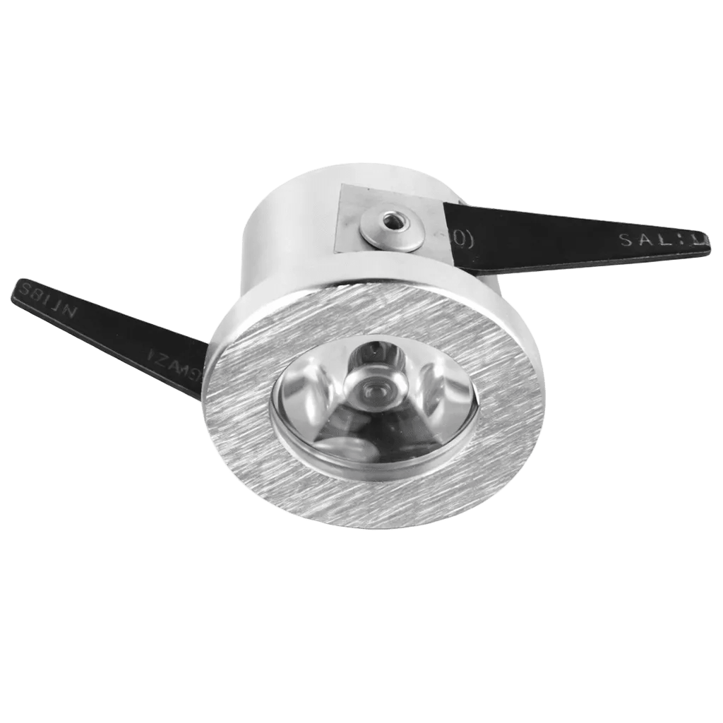 1W LED Cabinet Light, Brushed Aluminium, Round, 230V, 4200K Cool White