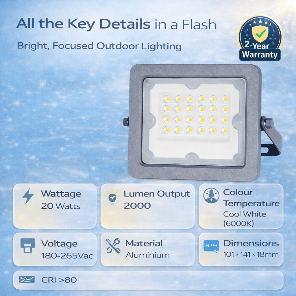 LED Flood Light - 20W (3 Year)