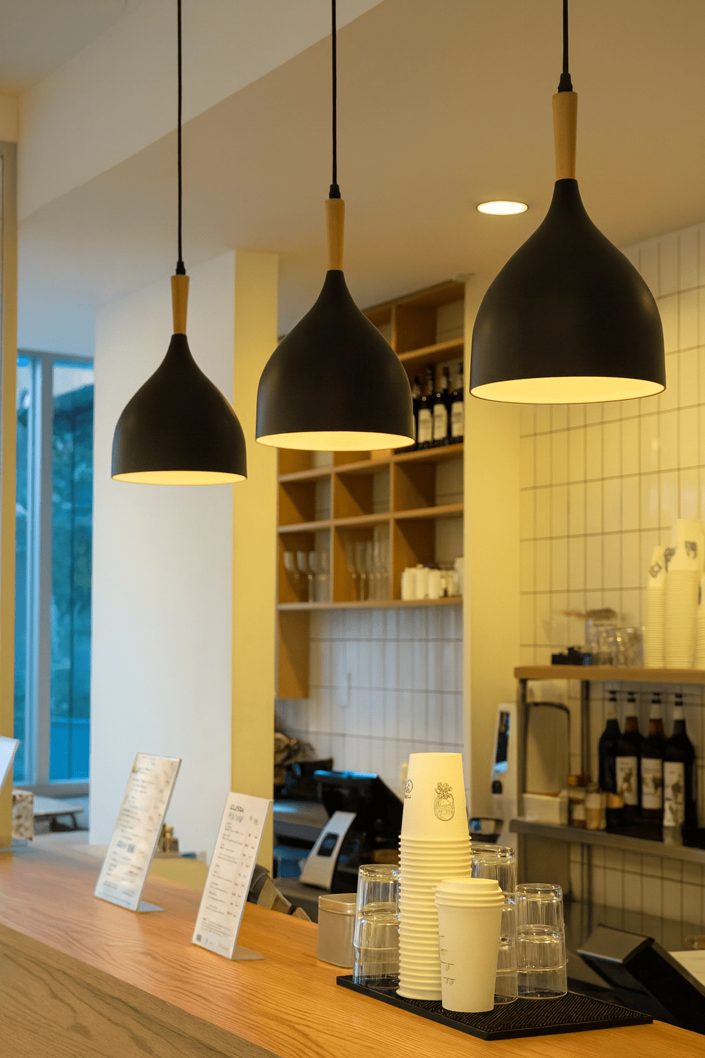 Pendant - Black & Wood 170mm