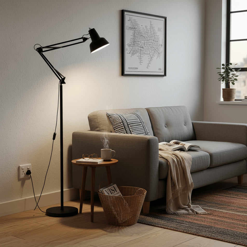 Black Floor Lamp with Movable Arms