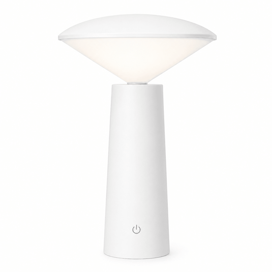 Compact rechargeable mini LED table lamp with a modern design and touch control.