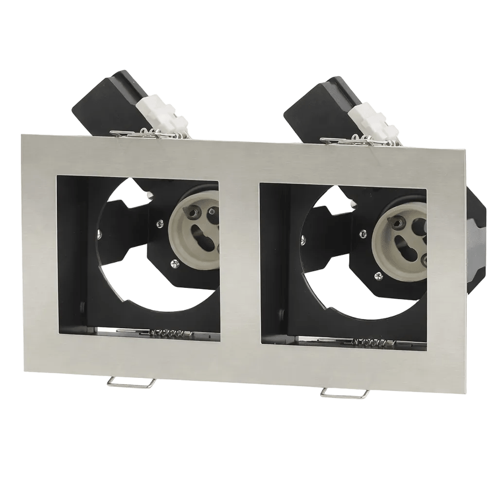 Satin Steel Downlight Fixed - Dual Sockets