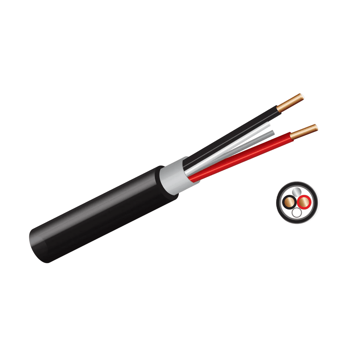 1.5mm² x 2 Core + Earth Black Surfix Cable 10m Roll