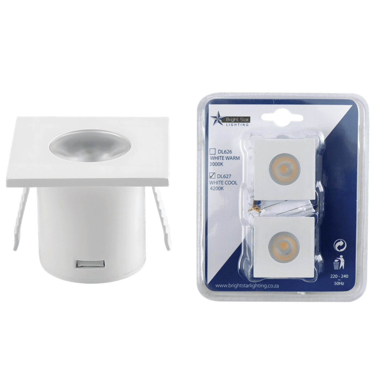 1W square LED star light, cool white 4200K, on white background, 1254 × 1254