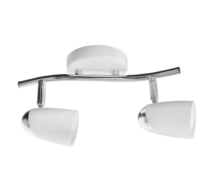 White and Polished Chrome Double Spotlight LED Compatible Dimmable