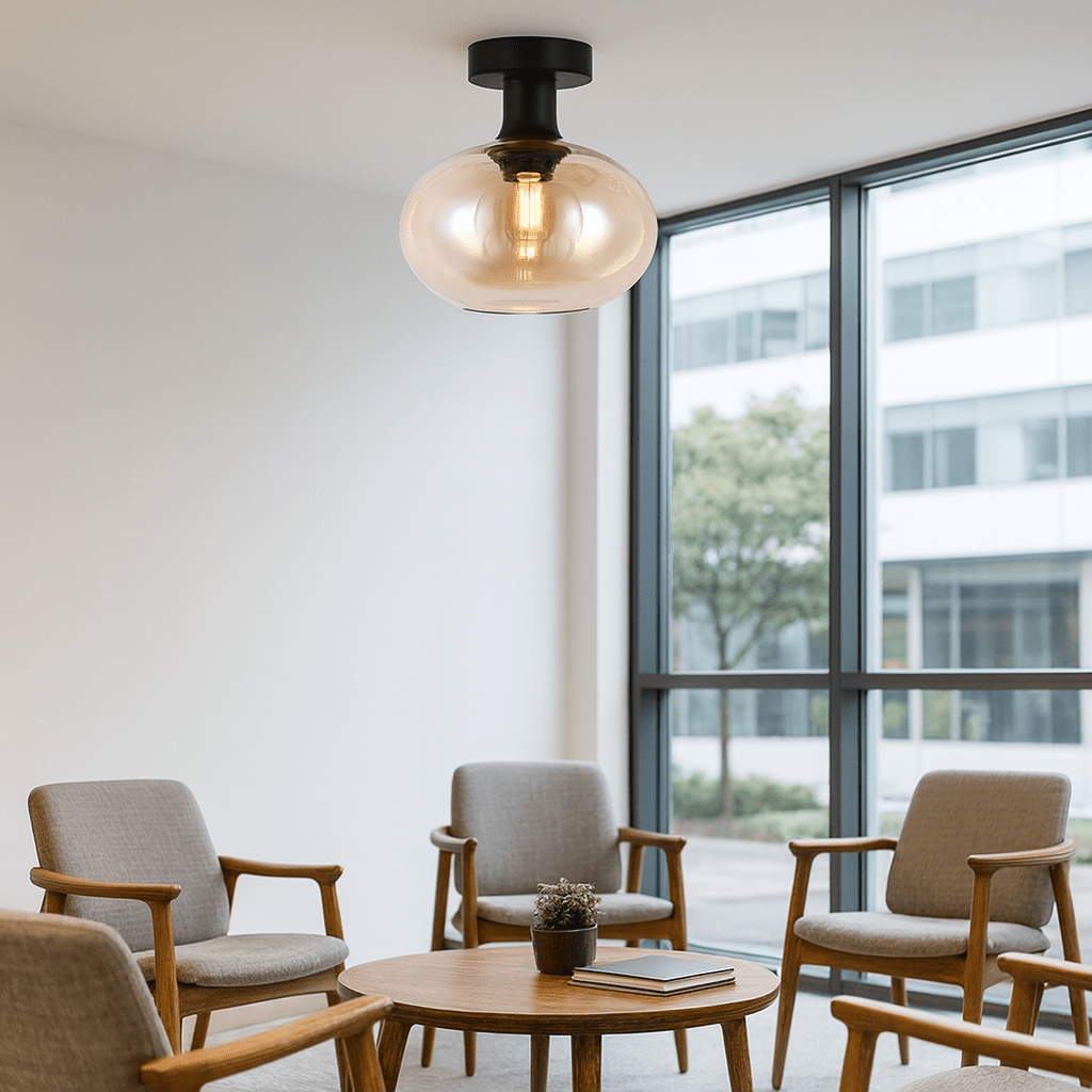 Amber Glass Orb Ceiling Light