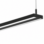 Alvia 2 Slim Linear LED Pendant light in black with a sleek design and white diffuser.