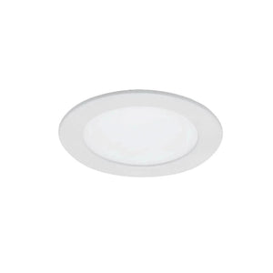 Round white LED light fixture on a white background