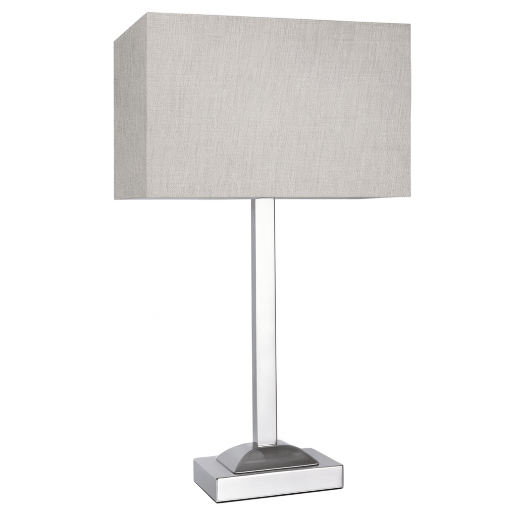 Polished Chrome Table Lamp with Champagne Fabric Shade