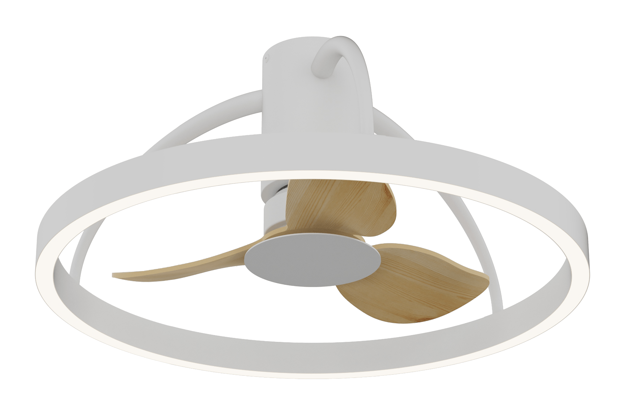 Modern White & Wood 60cm LED Ceiling Fan