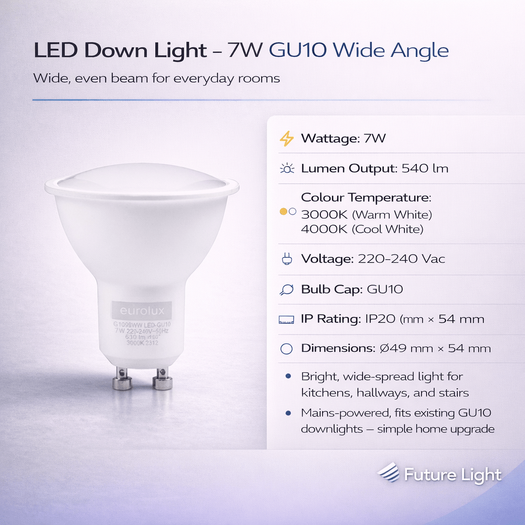 LED Down Light - 7W GU10 Wide Angle