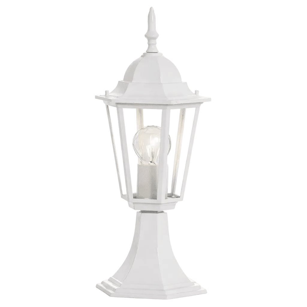 White Outdoor Pillar Lantern - IP44 6-Panel