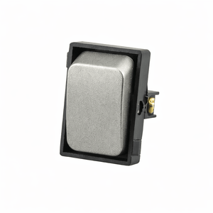 Silver and black lever switch module with a polished plastic finish, designed for modern lighting control.