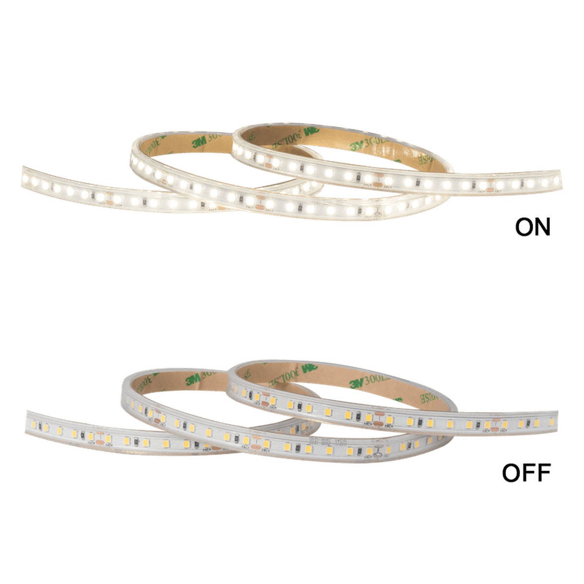 24V warm white LED strip light on a transparent background