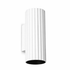 White cylindrical wall light fixture on a white background