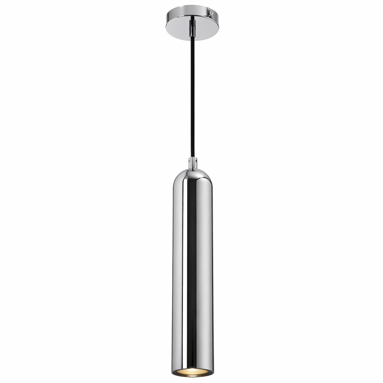 Chrome pendant light on a white background