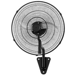 Black 26‑inch industrial wall fan with protective grille and three blades, mounted on a wall bracket.