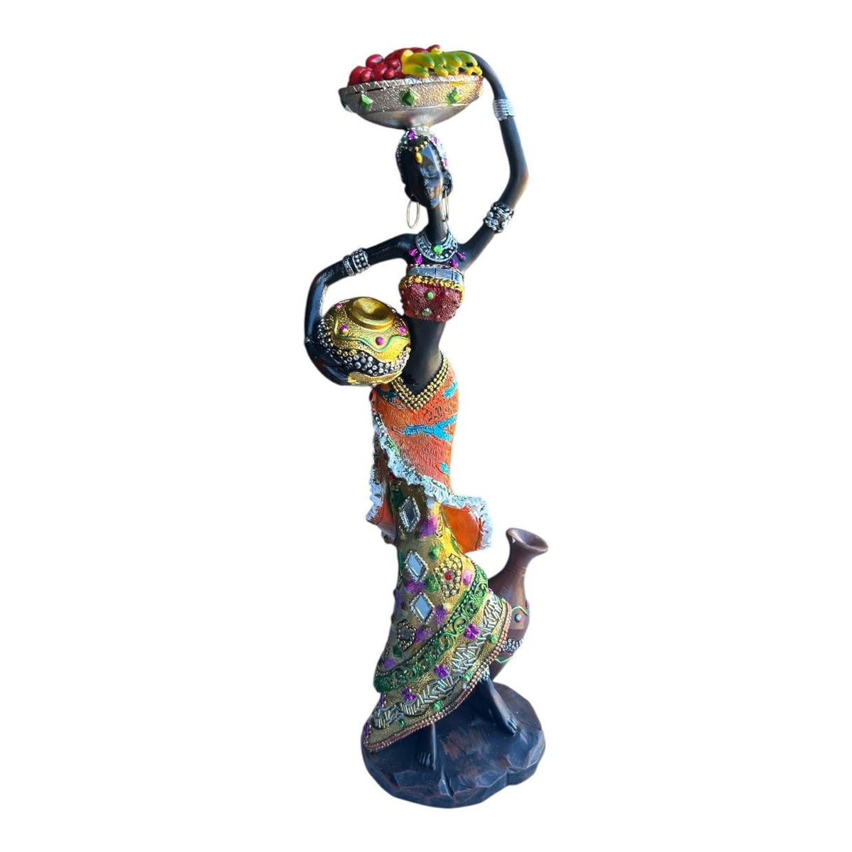 African Lady - Gold Pot And Fruit Basket product image