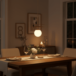 Stylish Catalina Duo Gold Pendant Light illuminating a dining table with floral centerpiece and elegant tableware.