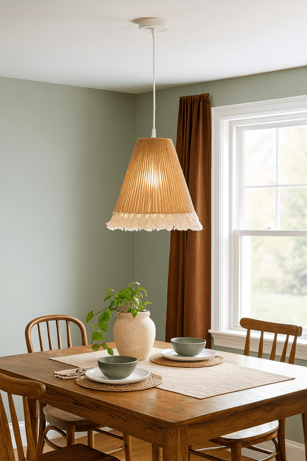 Iron & Rope Pendant with Tassels