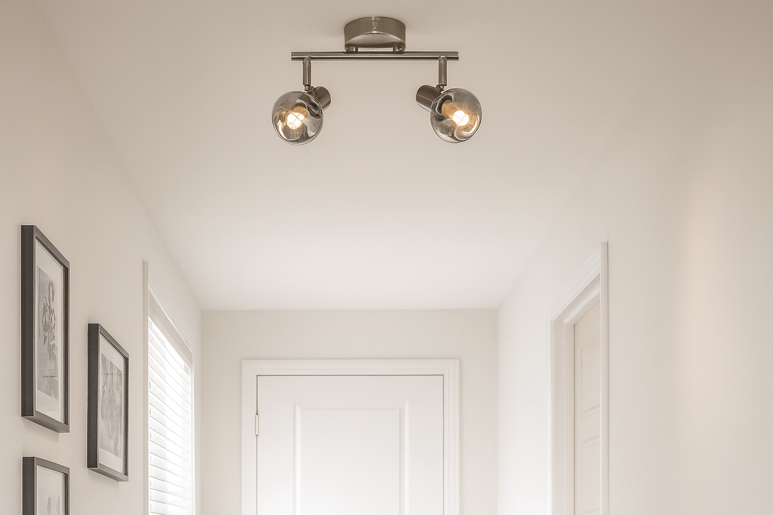 2 Light Satin Chrome Spotlight with Smoke Colour Glass