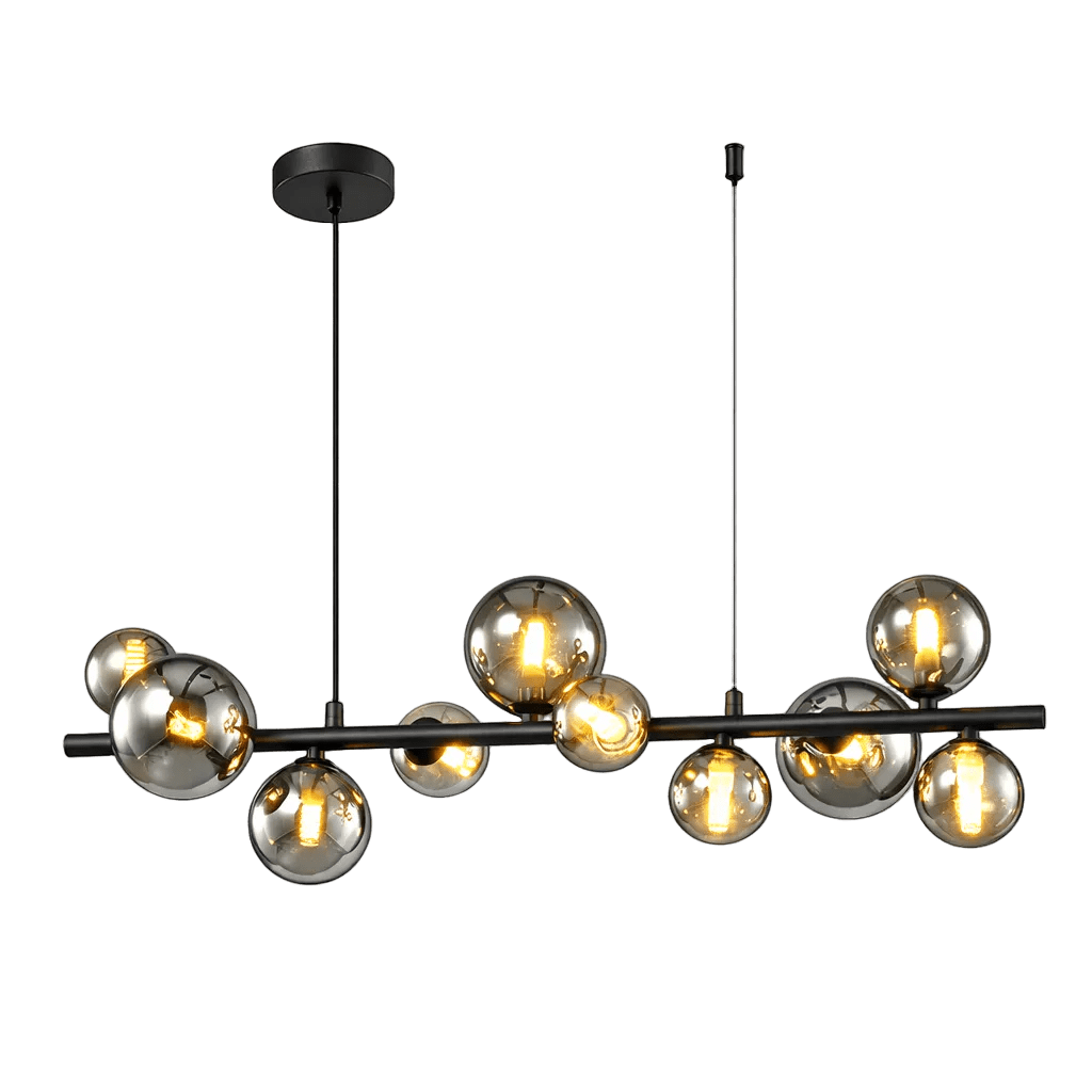 Large Horizontal Bubble Glass Pendant - Black & Smoke Glass