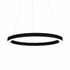 Black circular pendant light on a white background